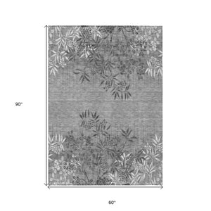 Homeroots 3' Beige Floral Area Rug - Stylish Washable Design For Indoor & Outdoor Spaces, Stain Resistant 5' X 8' Polyester 581108