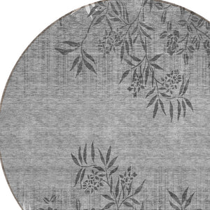 Homeroots 3' Beige Floral Area Rug - Stylish Washable Design For Indoor & Outdoor Spaces, Stain Resistant 8' Round Polyester 581109