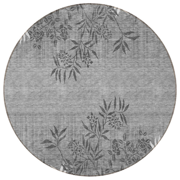 Homeroots 3' Beige Floral Area Rug - Stylish Washable Design For Indoor & Outdoor Spaces, Stain Resistant 8' Round Polyester 581109