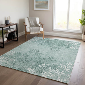 Homeroots 3' Beige Floral Area Rug - Stylish Washable Design For Indoor & Outdoor Spaces, Stain Resistant 5' X 8' Polyester 581114