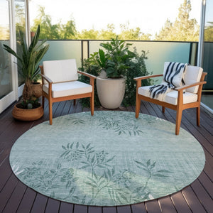 Homeroots 3' Beige Floral Area Rug - Stylish Washable Design For Indoor & Outdoor Spaces, Stain Resistant 8' Round Polyester 581115