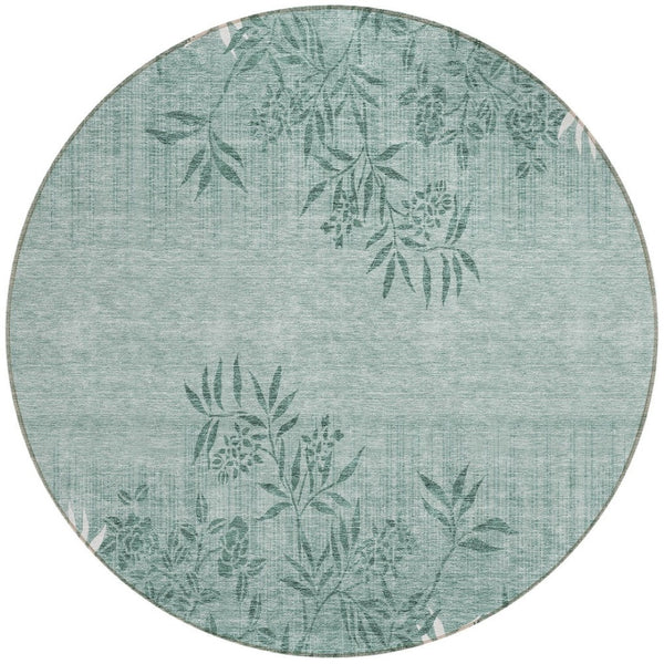 Homeroots 3' Beige Floral Area Rug - Stylish Washable Design For Indoor & Outdoor Spaces, Stain Resistant 8' Round Polyester 581115