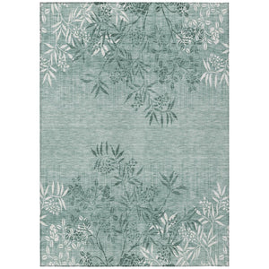 HomeRoots 9' Sage Fern Green and Ivory Floral Area Rug - Stylish, Washable, Durable for Indoor & Outdoor Spaces 9' X 12' 581117