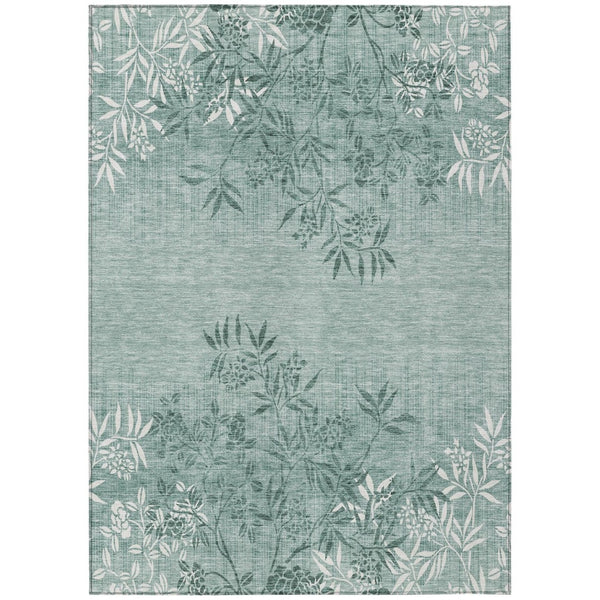 HomeRoots 9' Sage Fern Green and Ivory Floral Area Rug - Stylish, Washable, Durable for Indoor & Outdoor Spaces 9' X 12' 581117