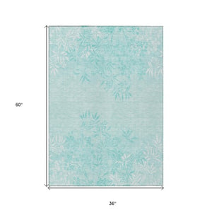 Homeroots 3' Beige Floral Area Rug - Stylish Washable Design For Indoor & Outdoor Spaces, Stain Resistant 3' X 5' Polyester 581119