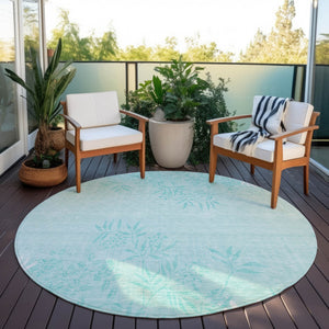 Homeroots 3' Beige Floral Area Rug - Stylish Washable Design For Indoor & Outdoor Spaces, Stain Resistant 8' Round Polyester 581121