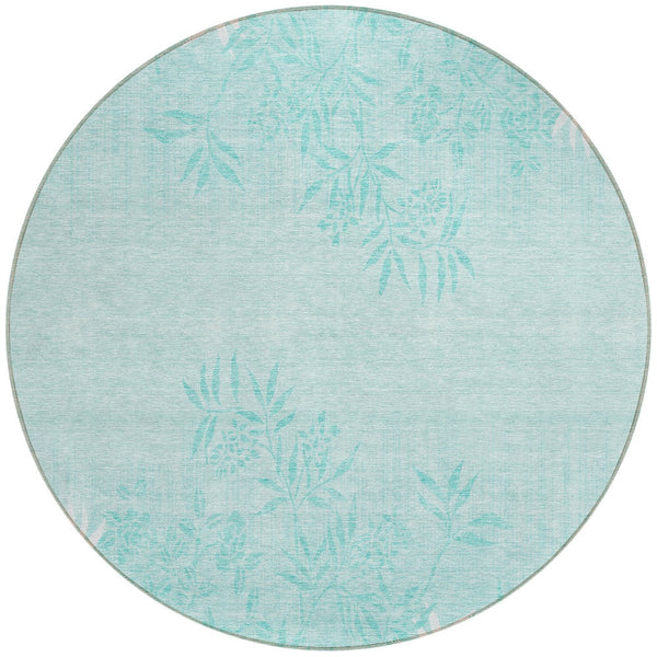 Homeroots 3' Beige Floral Area Rug - Stylish Washable Design For Indoor & Outdoor Spaces, Stain Resistant 8' Round Polyester 581121