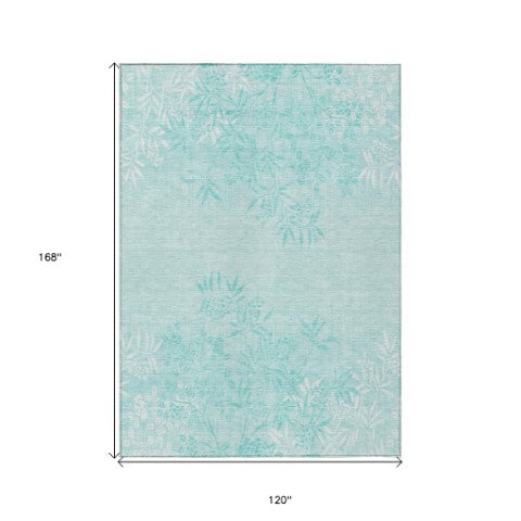 Homeroots 3' Beige Floral Area Rug - Stylish Washable Design For Indoor & Outdoor Spaces, Stain Resistant 10' X 14' Polyester 581124