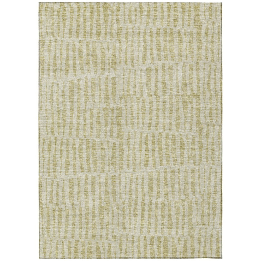 HomeRoots 5' Beige and Tan Striped Area Rug - Stylish, Washable Indoor/Outdoor Rug Perfect for High-Traffic Areas 8' X 10' 581128