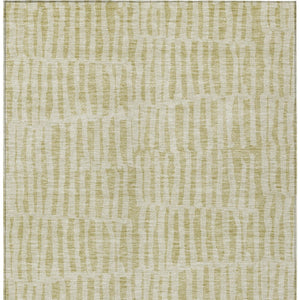 Homeroots 3' Stylish Beige And Tan Striped Washable Area Rug For Indoor And Outdoor Spaces, Durable Design 9' X 12' Polyester 581129
