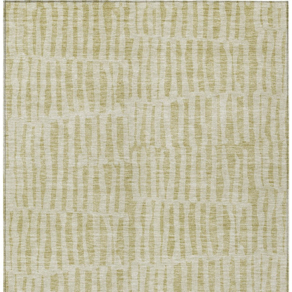 Homeroots 3' Stylish Beige And Tan Striped Washable Area Rug For Indoor And Outdoor Spaces, Durable Design 9' X 12' Polyester 581129