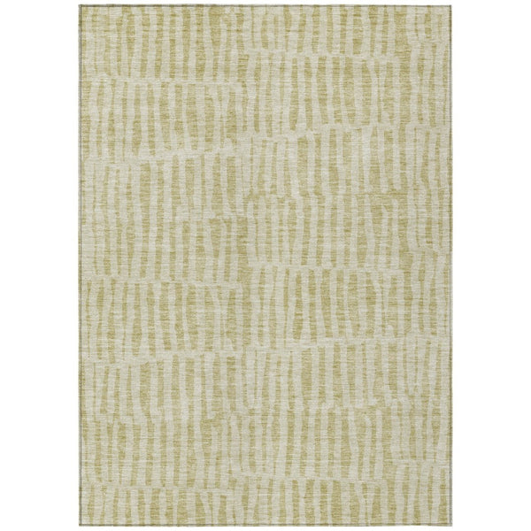 HomeRoots 9' Beige and Tan Striped Area Rug – Stylish, Machine Washable, Durable for Indoor & Outdoor Spaces 9' X 12' 581129