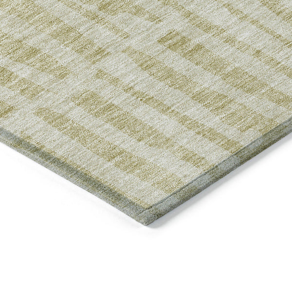 Homeroots 3' Stylish Beige And Tan Striped Washable Area Rug For Indoor And Outdoor Spaces, Durable Design 10' X 14' Polyester 581130