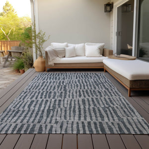 Homeroots 3' Stylish Beige And Tan Striped Washable Area Rug For Indoor And Outdoor Spaces, Durable Design 10' X 14' Polyester 581136