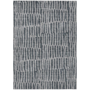 HomeRoots 5' Charcoal and Gray Striped Washable Area Rug – Durable, Stylish, and Perfect for Indoor or Outdoor Use! 10' X 14' 581136