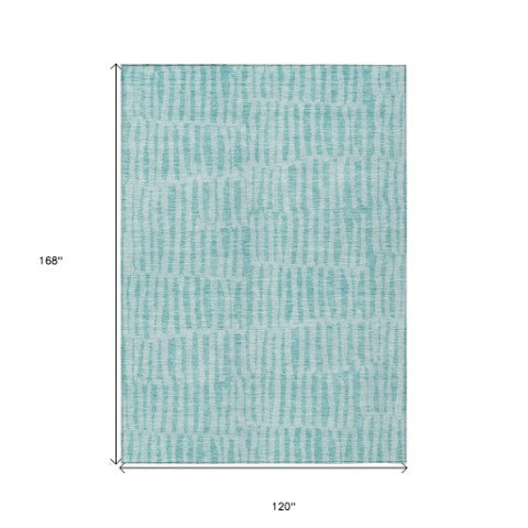 Homeroots 3' Stylish Beige And Tan Striped Washable Area Rug For Indoor And Outdoor Spaces, Durable Design 10' X 14' Polyester 581142