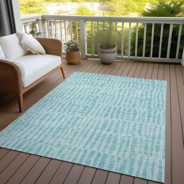 Homeroots 3' Stylish Beige And Tan Striped Washable Area Rug For Indoor And Outdoor Spaces, Durable Design 10' X 14' Polyester 581142
