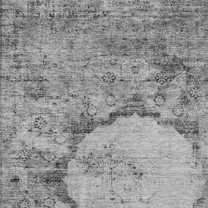 Homeroots 3' Gray Charcoal And Silver Oriental Washable Area Rug For Indoor Or Outdoor Spaces, Durable Design 3' X 5' Polyester 581143