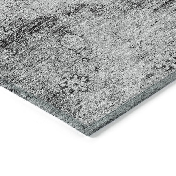 Homeroots 3' Gray Charcoal And Silver Oriental Washable Area Rug For Indoor Or Outdoor Spaces, Durable Design 5' X 8' Polyester 581144
