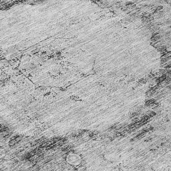 Homeroots 3' Gray Charcoal And Silver Oriental Washable Area Rug For Indoor Or Outdoor Spaces, Durable Design 8' Round Polyester 581145