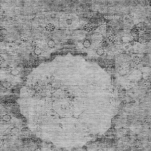 Homeroots 3' Gray Charcoal And Silver Oriental Washable Area Rug For Indoor Or Outdoor Spaces, Durable Design 8' X 10' Polyester 581146