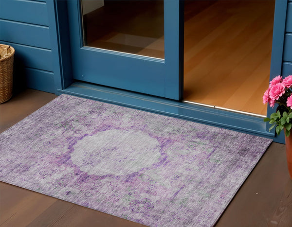 Homeroots 3' Gray Charcoal And Silver Oriental Washable Area Rug For Indoor Or Outdoor Spaces, Durable Design 3' X 5' Polyester 581149