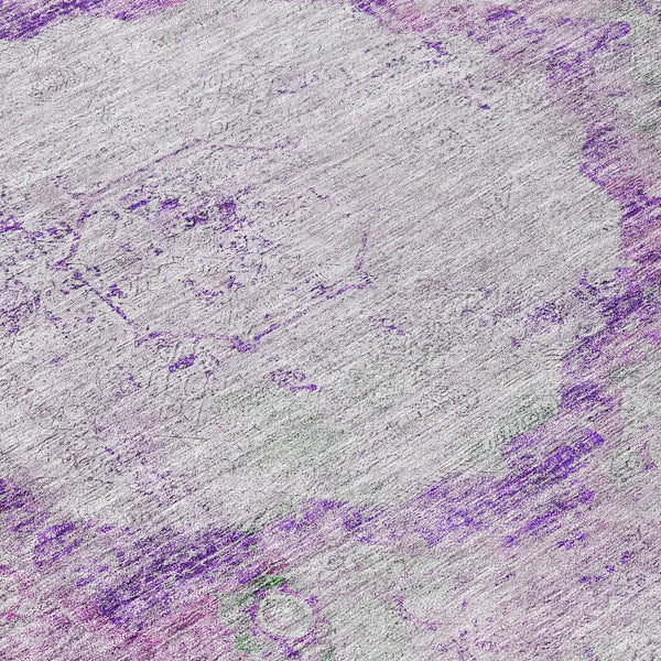 Homeroots 3' Gray Charcoal And Silver Oriental Washable Area Rug For Indoor Or Outdoor Spaces, Durable Design 8' Round Polyester 581151