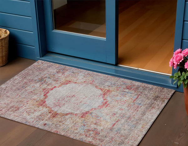 Homeroots 3' Gray Charcoal And Silver Oriental Washable Area Rug For Indoor Or Outdoor Spaces, Durable Design 3' X 5' Polyester 581155