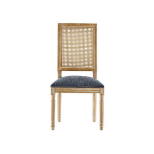 English Elm [set of 2] French Provincial Rubberwood Dining Chairs with Cane Back and Fluted Legs Blue Gray N767P375346U