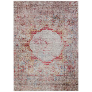 HomeRoots 9' Stunning Red, Gray, and Blue Oriental Area Rug – Washable, Durable, Indoor-Outdoor Versatility 9' X 12' 581159