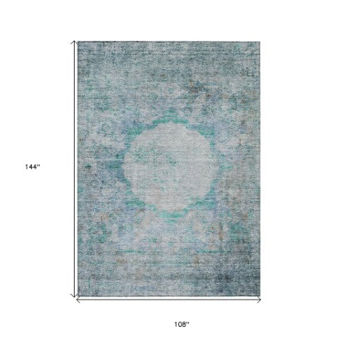 Homeroots 3' Gray Charcoal And Silver Oriental Washable Area Rug For Indoor Or Outdoor Spaces, Durable Design 9' X 12' Polyester 581165