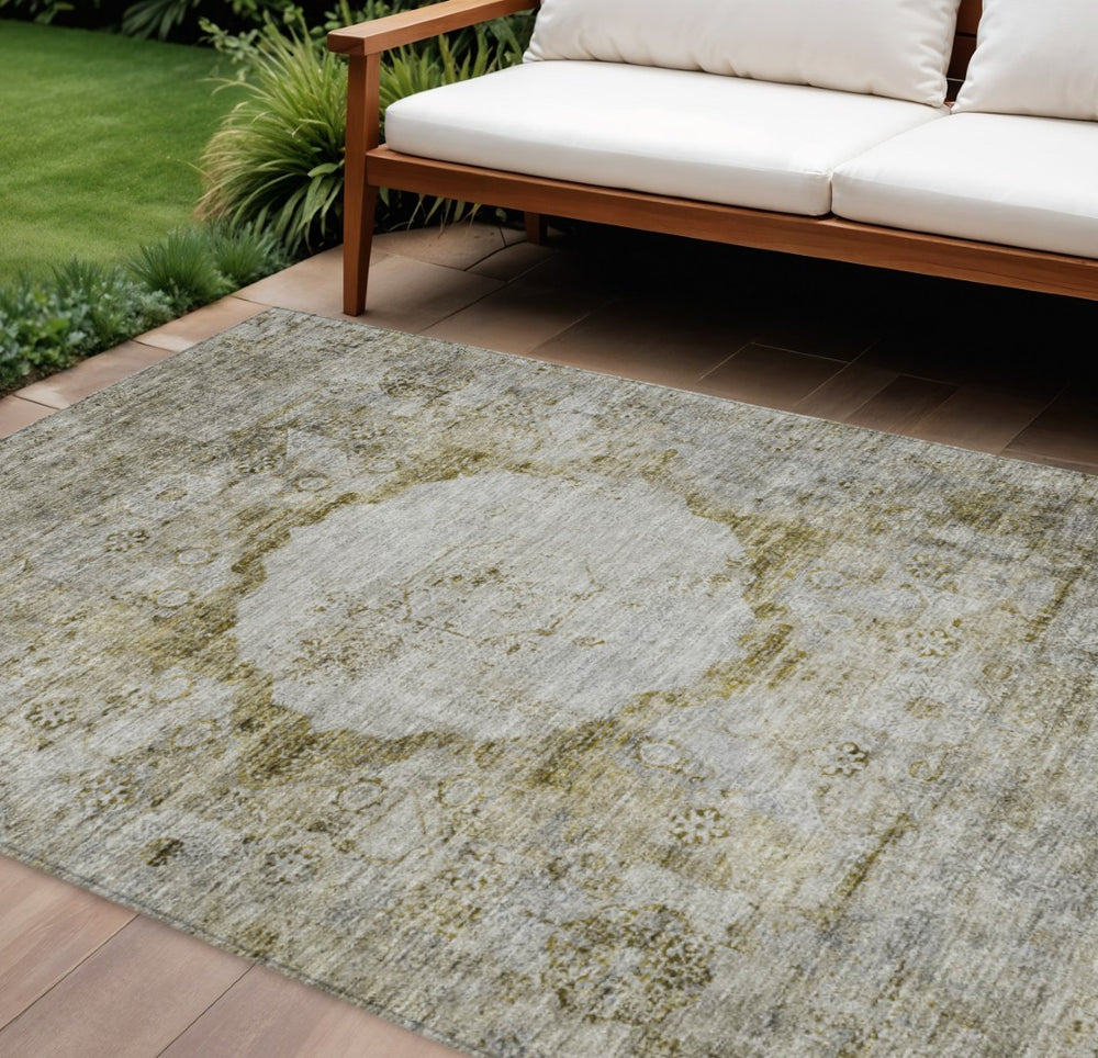 HomeRoots 9' Taupe Brown and Gray Oriental Area Rug - Stylish, Washable, Durable for Indoor & Outdoor Use 9' X 12' 581171