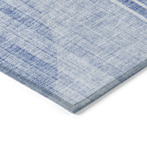 Homeroots 3' Stylish Denim Blue & Sky Blue Geometric Washable Indoor Outdoor Area Rug For Versatile Spaces 5' X 8' Polyester 581174