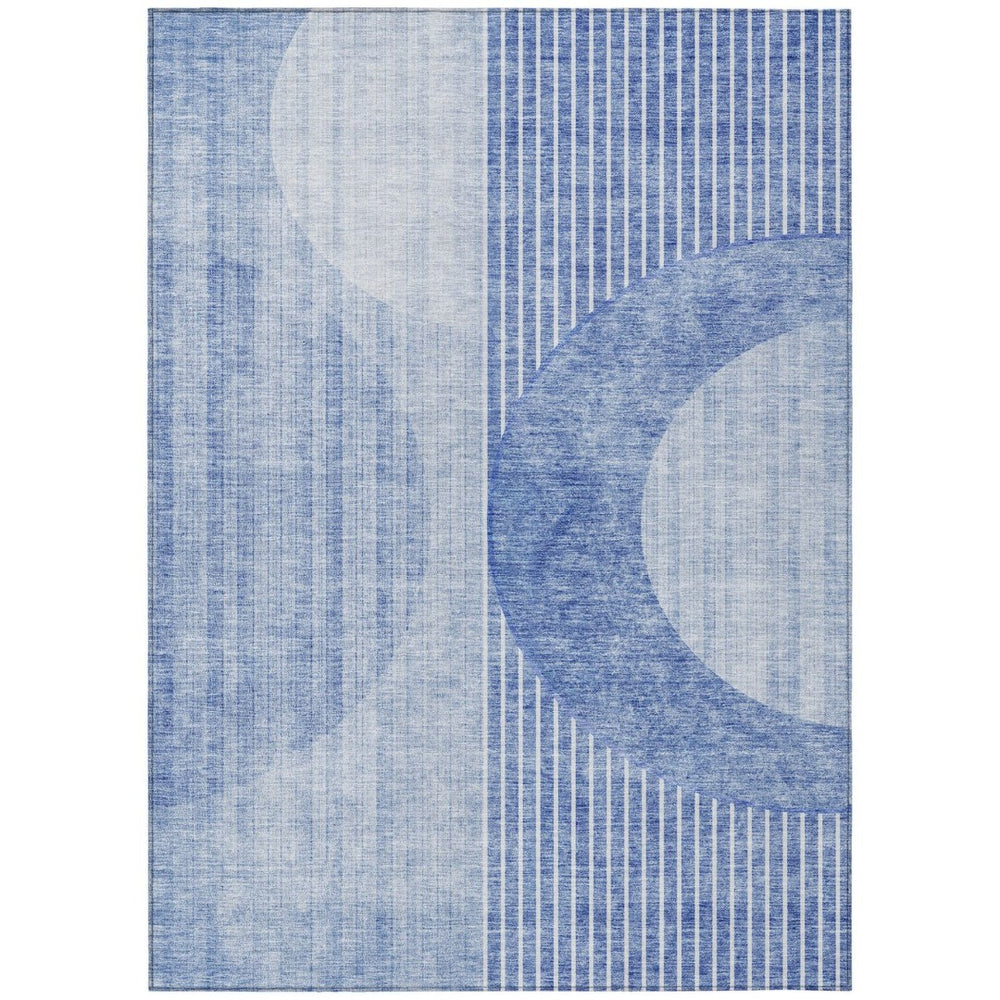 HomeRoots 9' Stylish Denim Blue and Sky Blue Geometric Area Rug for Indoor & Outdoor Spaces - Durable & Washable 9' X 12' 581177