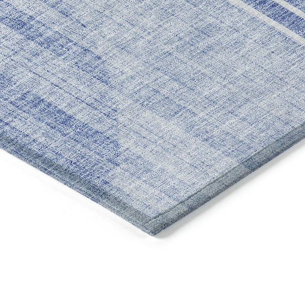 Homeroots 3' Stylish Denim Blue & Sky Blue Geometric Washable Indoor Outdoor Area Rug For Versatile Spaces 9' X 12' Polyester 581177