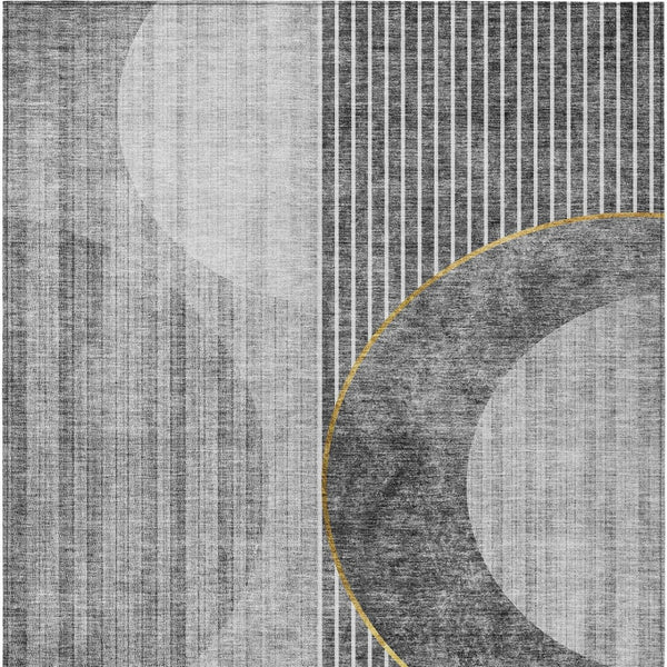 Homeroots 3' Stylish Denim Blue & Sky Blue Geometric Washable Indoor Outdoor Area Rug For Versatile Spaces 5' X 8' Polyester 581180