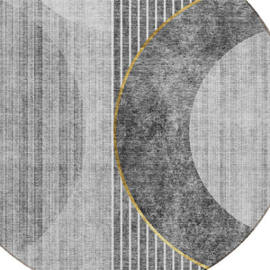 Homeroots 3' Stylish Denim Blue & Sky Blue Geometric Washable Indoor Outdoor Area Rug For Versatile Spaces 8' Round Polyester 581181