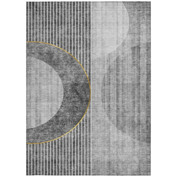 Homeroots 3' Stylish Denim Blue & Sky Blue Geometric Washable Indoor Outdoor Area Rug For Versatile Spaces 8' X 10' Polyester 581182