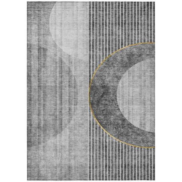 HomeRoots 5' Charcoal Gray and Silver Geometric Area Rug - Stylish, Washable Indoor/Outdoor Solution for Any Space 10' X 14' 581184