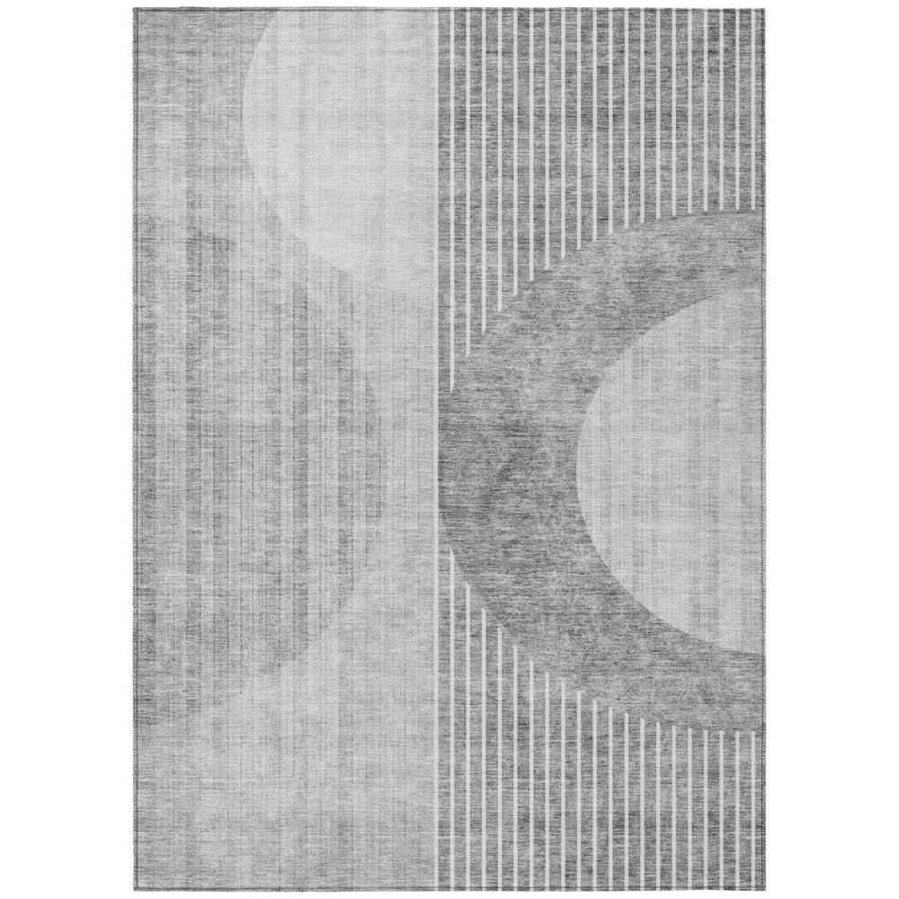 HomeRoots 9' Modern Geometric Area Rug in Gray and Charcoal – Washable, Durable Design for Indoor/Outdoor Use 9' X 12' 581189