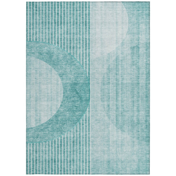 Homeroots 3' Stylish Denim Blue & Sky Blue Geometric Washable Indoor Outdoor Area Rug For Versatile Spaces 9' X 12' Polyester 581195