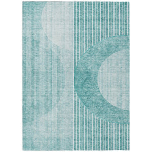 HomeRoots 9' Teal Blue and Aqua Geometric Area Rug – Stylish, Washable, Durable for Indoor and Outdoor Spaces 9' X 12' 581195
