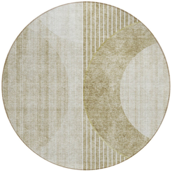 Homeroots 3' Stylish Denim Blue & Sky Blue Geometric Washable Indoor Outdoor Area Rug For Versatile Spaces 8' Round Polyester 581199