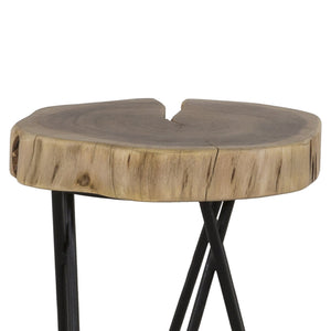English Elm 12" Acacia Wood Accent Table with Black Hairpin Legs, Rustic End/Side Stool, Compact Décor Appeal B011P198366