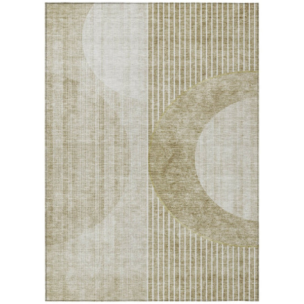 HomeRoots 9' Stylish Taupe Beige and Tan Geometric Washable Area Rug for Indoor and Outdoor Living Spaces 9' X 12' 581201