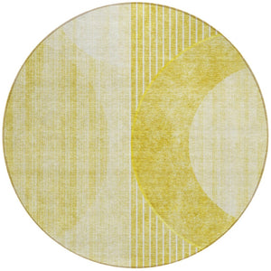 Homeroots 3' Stylish Denim Blue & Sky Blue Geometric Washable Indoor Outdoor Area Rug For Versatile Spaces 8' Round Polyester 581205