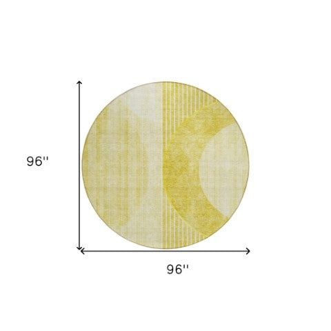 Homeroots 3' Stylish Denim Blue & Sky Blue Geometric Washable Indoor Outdoor Area Rug For Versatile Spaces 8' Round Polyester 581205