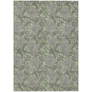 HomeRoots 9' Artichoke Green Floral Area Rug - Stylish Indoor/Outdoor Solution for High-Traffic Spaces 9' X 12' 581213
