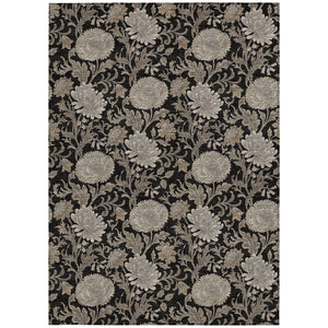 Homeroots 3' Artichoke Green And Gray Floral Washable Area Rug For Indoor And Outdoor Spaces, Durable Design 10' X 14' Polyester 581220
