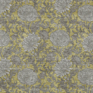 Homeroots 3' Artichoke Green And Gray Floral Washable Area Rug For Indoor And Outdoor Spaces, Durable Design 5' X 8' Polyester 581228